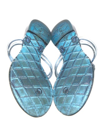 Chanel Interlocking CC Logo Rubber Slides