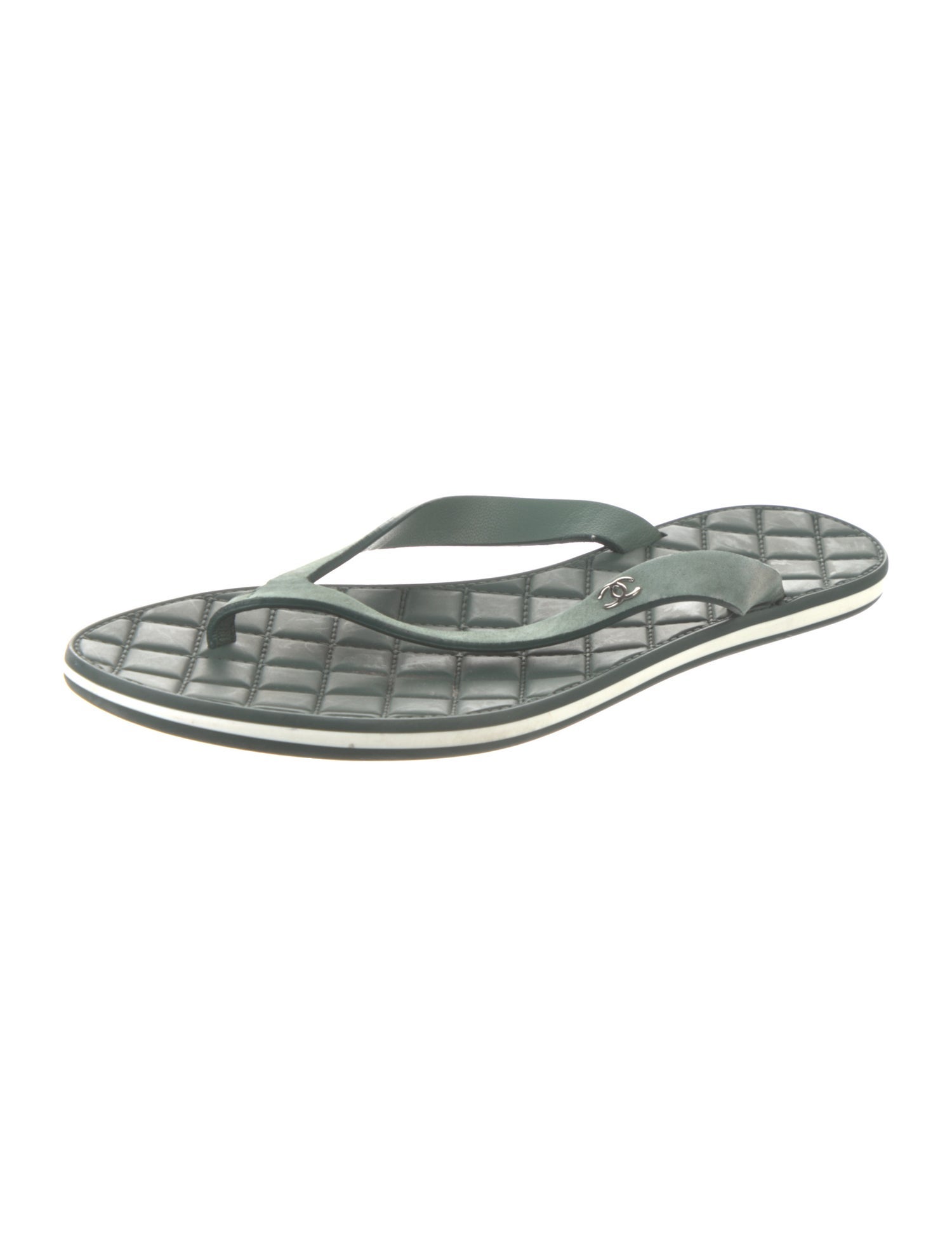 Chanel Interlocking CC Logo Suede Slides