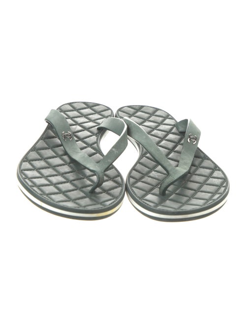 Chanel Interlocking CC Logo Suede Slides