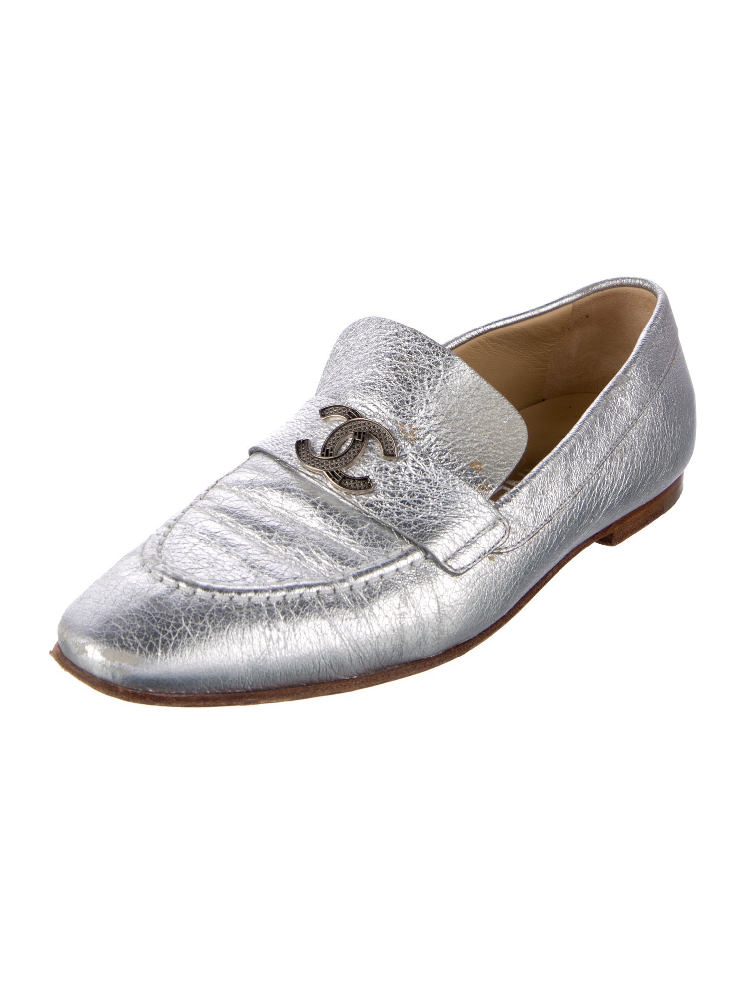 Chanel Interlocking CC Logo Leather Loafers