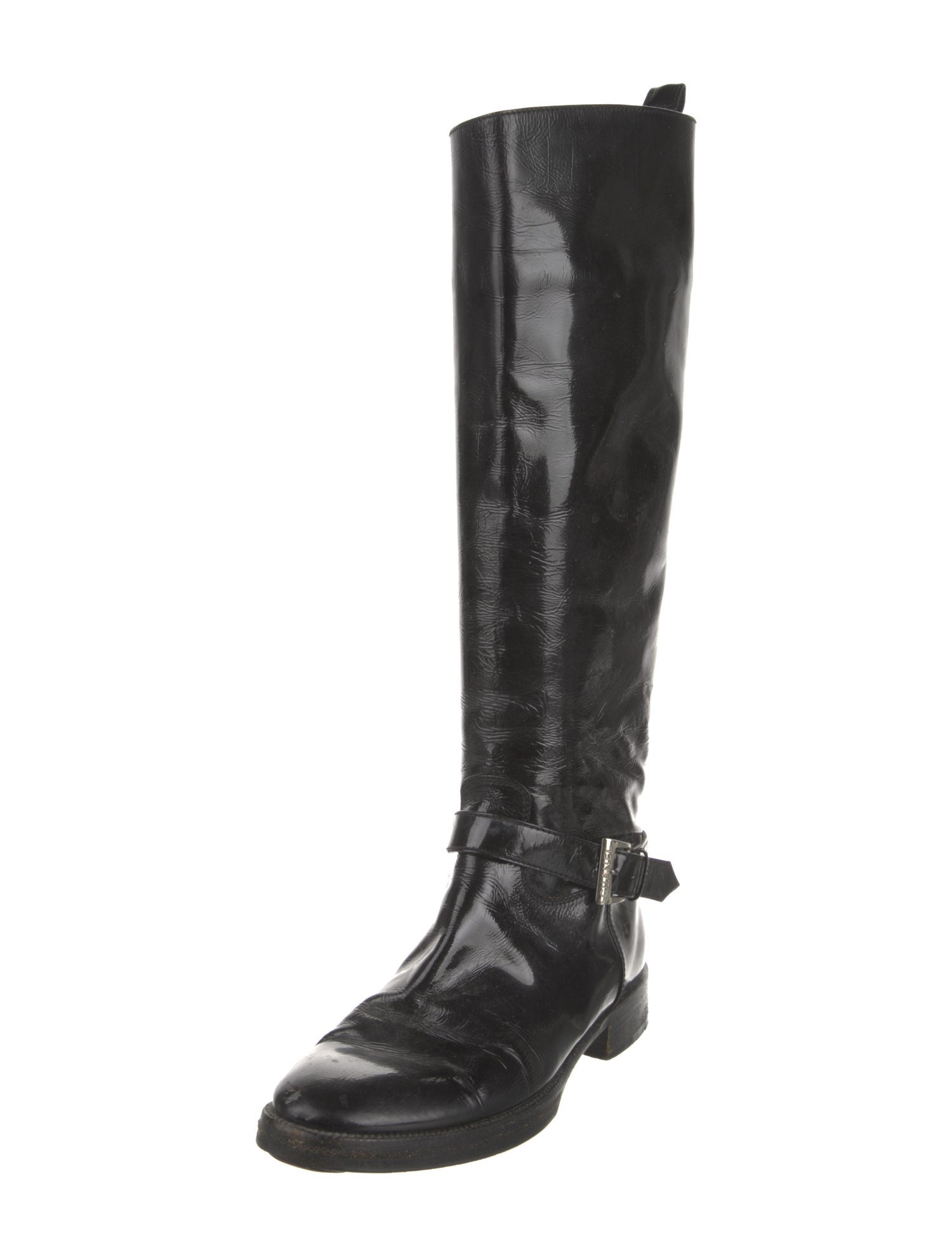 Chanel Interlocking CC Logo Leather Riding Boots