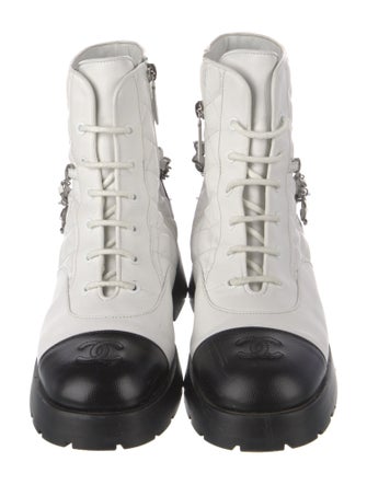 Chanel 2022 Interlocking CC Logo Moto Boots