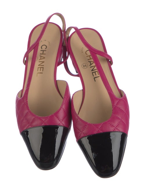 Chanel Interlocking CC Logo Leather Slingback Flats