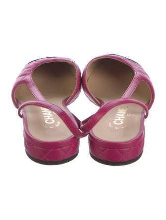 Chanel Interlocking CC Logo Leather Slingback Flats