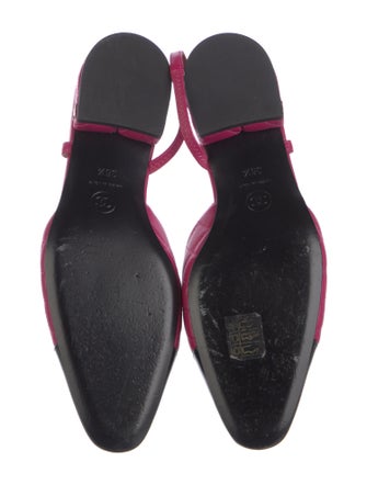 Chanel Interlocking CC Logo Leather Slingback Flats