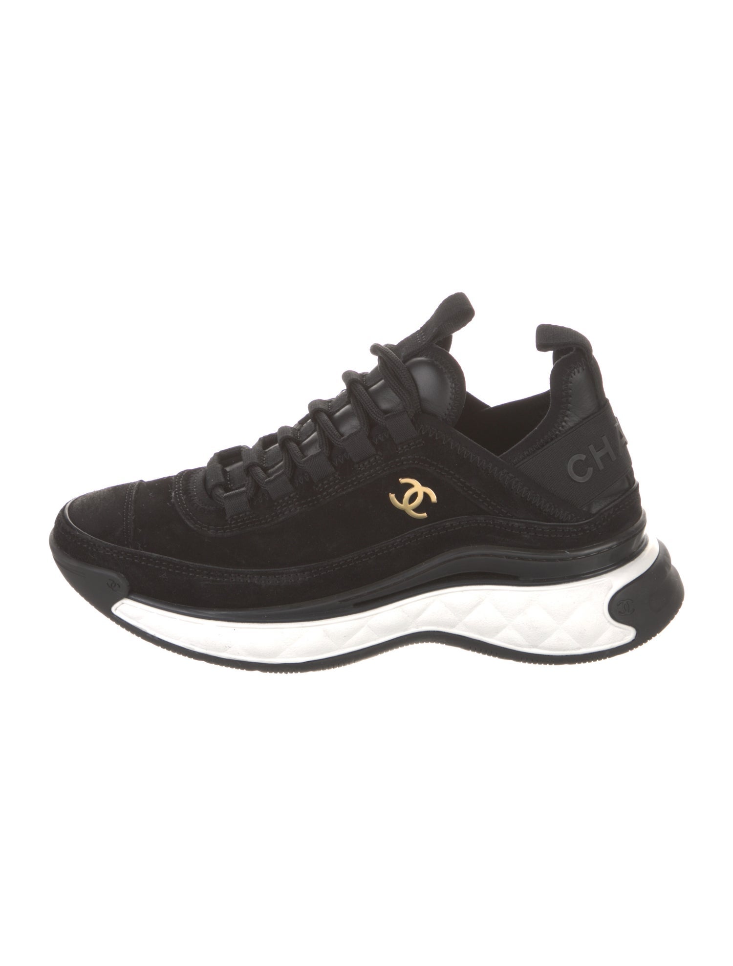 Chanel Interlocking CC Logo Suede Sneakers