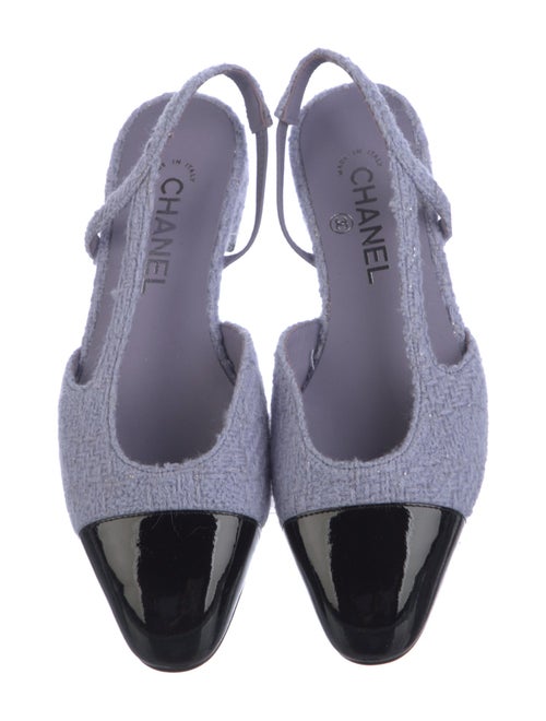 Chanel Interlocking CC Logo Tweed Slingback Flats