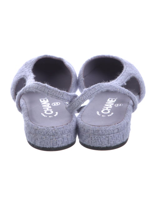 Chanel Interlocking CC Logo Tweed Slingback Flats
