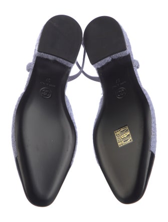 Chanel Interlocking CC Logo Tweed Slingback Flats