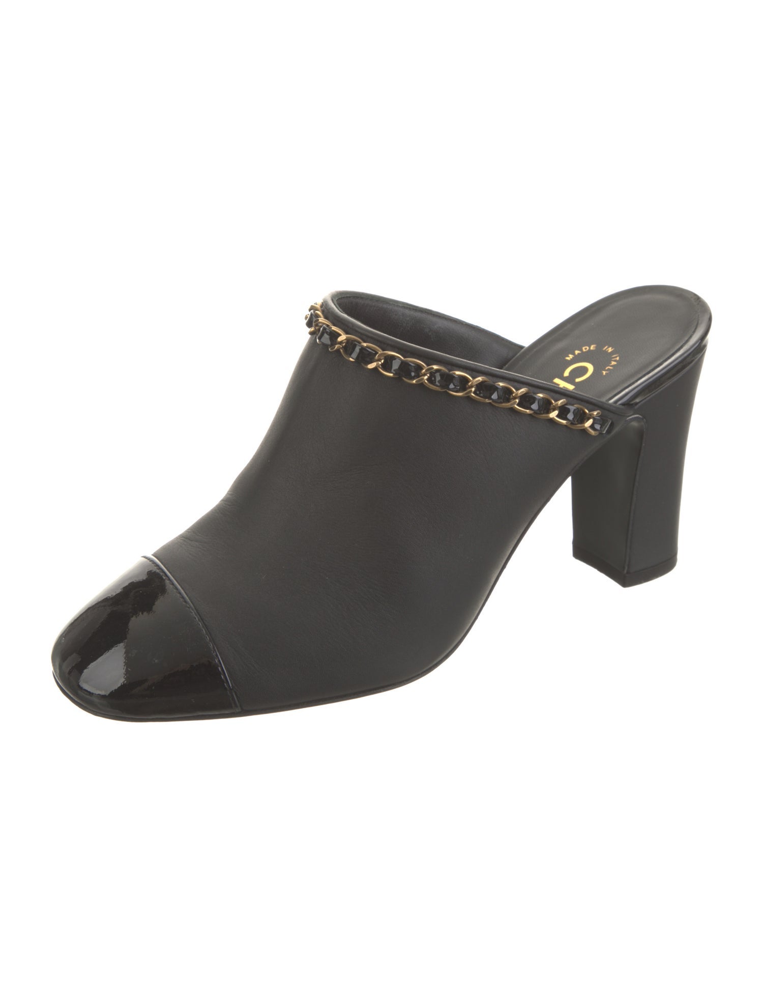 Chanel Interlocking CC Logo Leather Mules