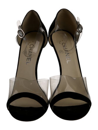 Chanel Interlocking CC Logo Satin Sandals