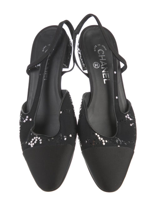 Chanel Interlocking CC Logo Sequin Embellishments Slingback Flats