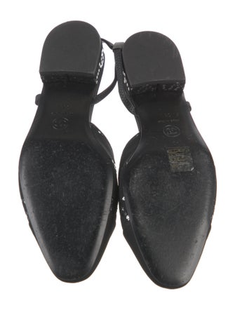 Chanel Interlocking CC Logo Sequin Embellishments Slingback Flats