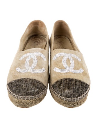 Chanel Interlocking CC Logo Sequin Embellishments Espadrilles