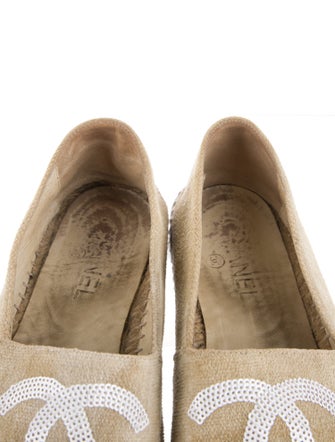 Chanel Interlocking CC Logo Sequin Embellishments Espadrilles