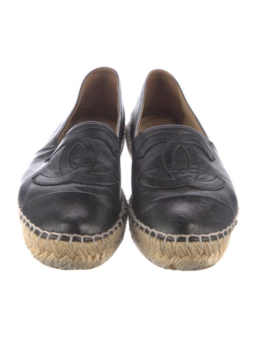 Chanel Interlocking CC Logo Leather Espadrilles