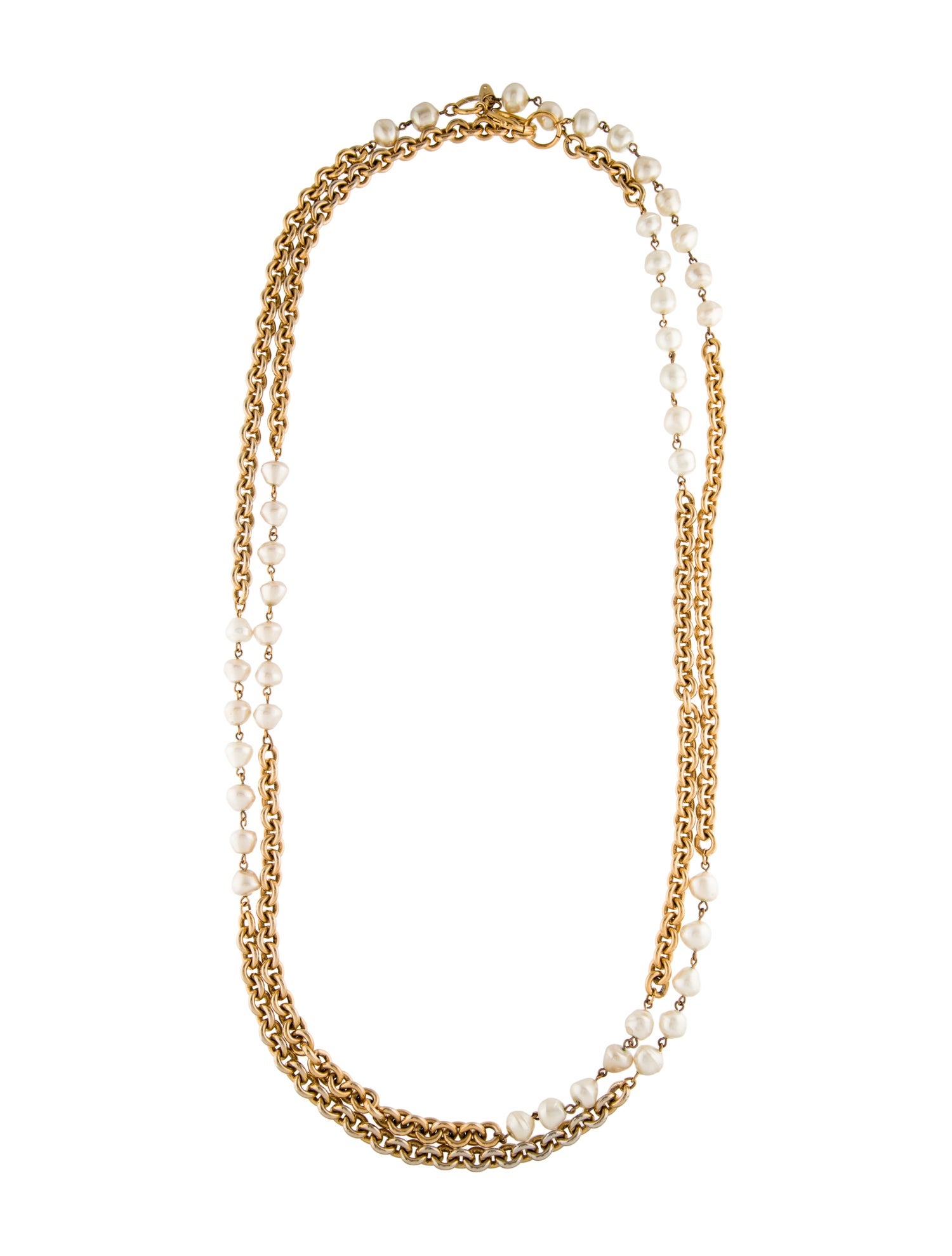 Chanel Vintage Faux Pearl Long Station Necklace