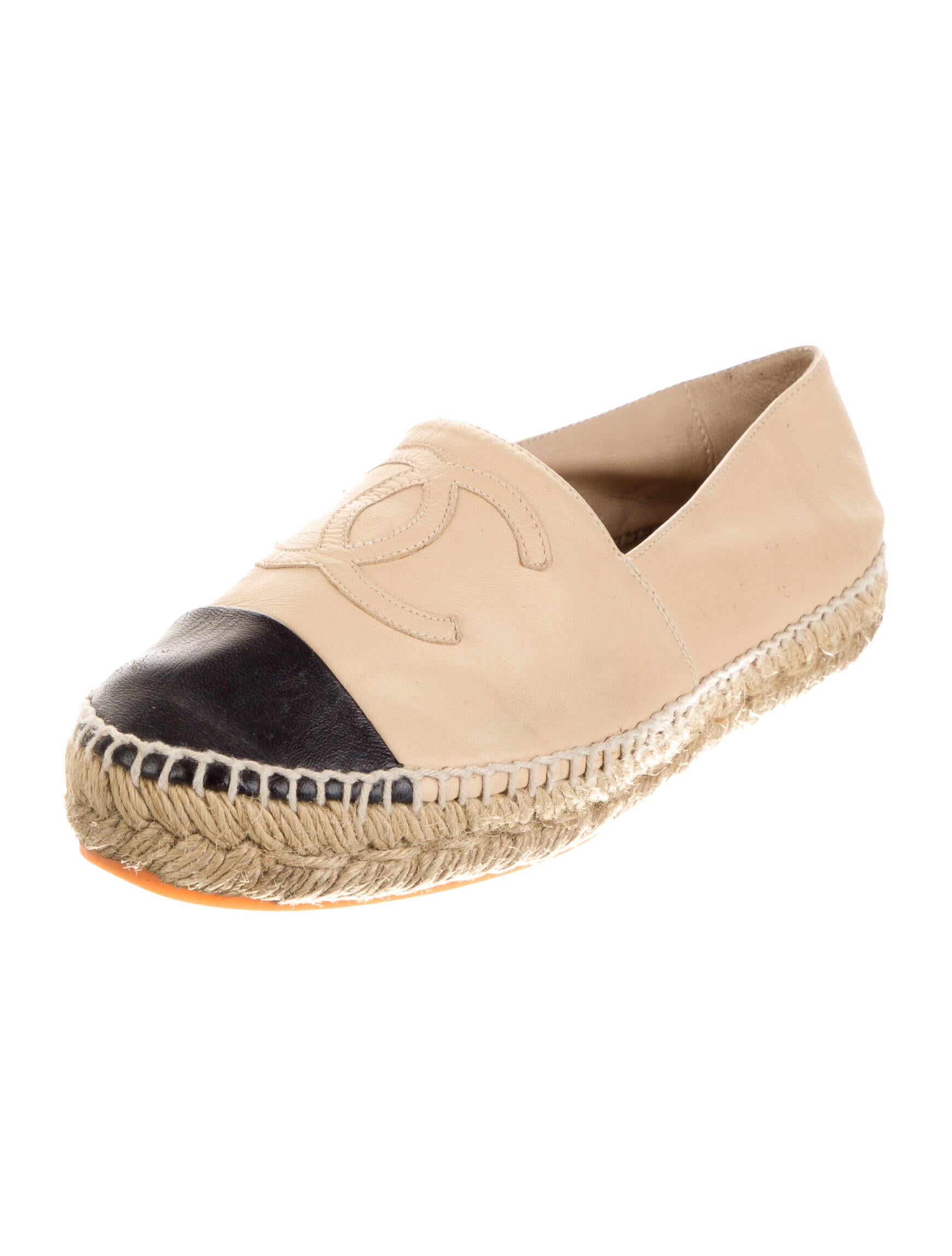 Chanel Interlocking CC Logo Leather Espadrilles