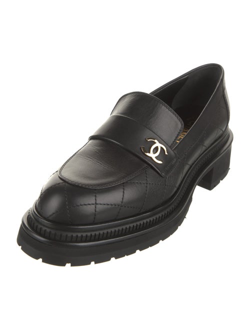 Chanel Interlocking CC Logo Leather Loafers