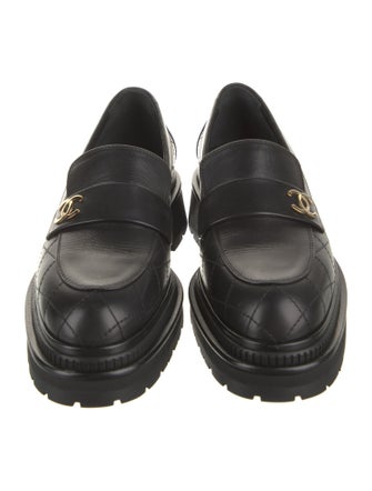 Chanel Interlocking CC Logo Leather Loafers