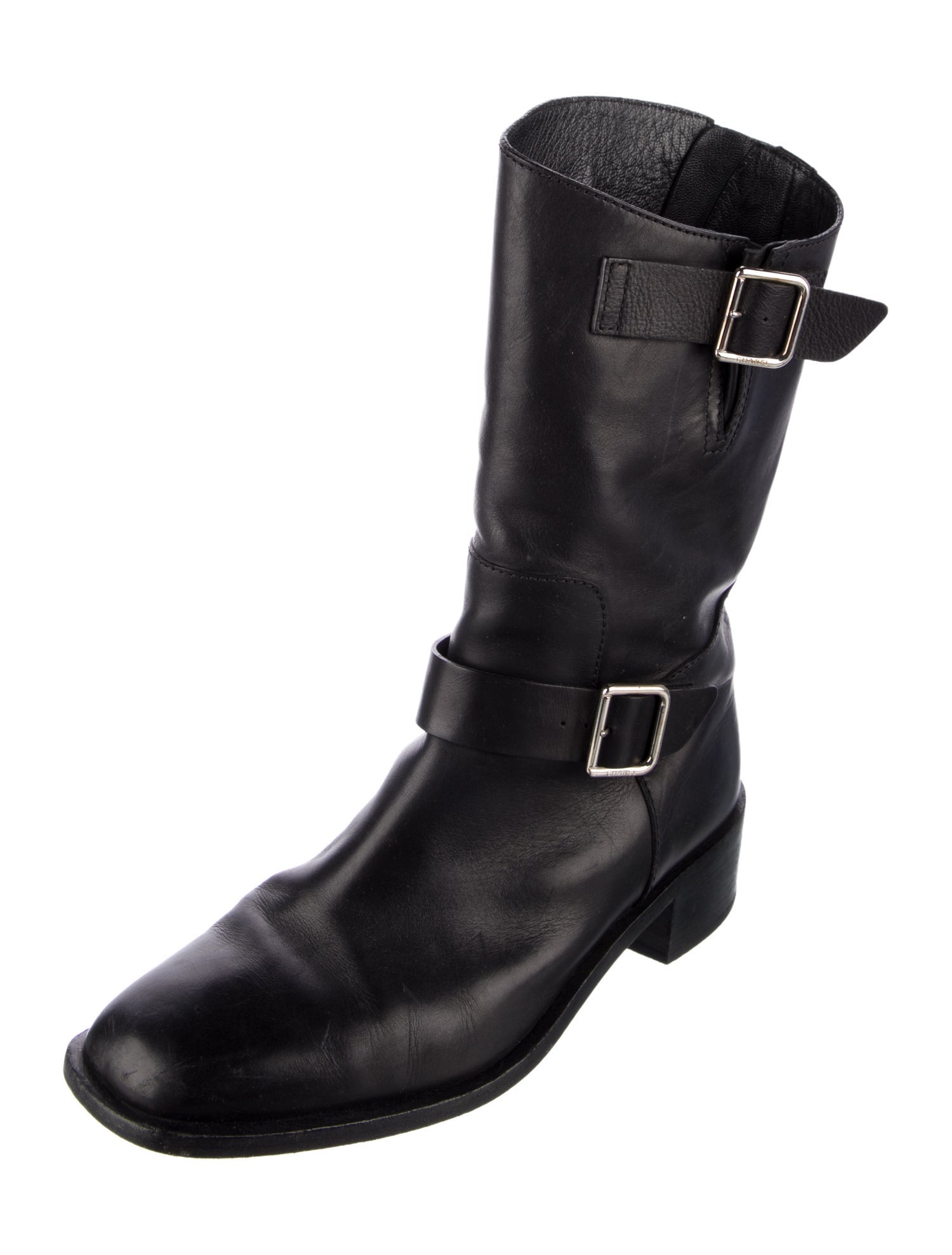 Chanel Interlocking CC Logo Leather Moto Boots