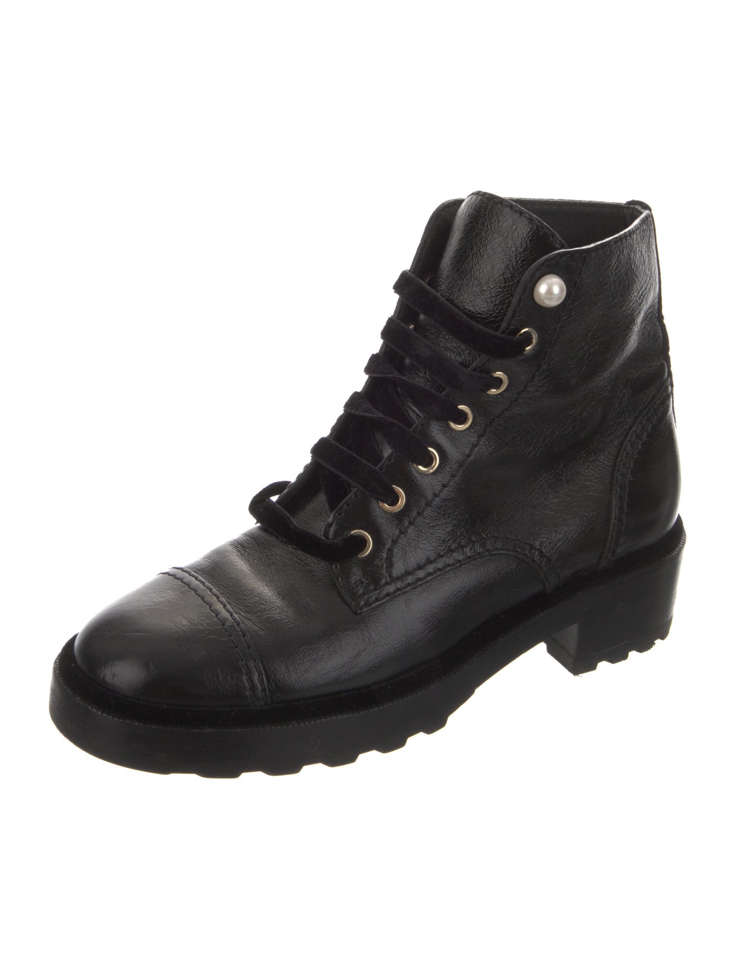 Chanel Interlocking CC Logo Leather Combat Boots