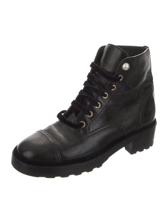 Chanel Interlocking CC Logo Leather Combat Boots