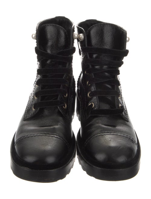 Chanel Interlocking CC Logo Leather Combat Boots