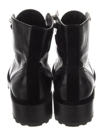 Chanel Interlocking CC Logo Leather Combat Boots