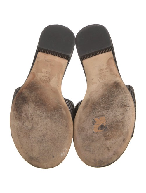 Chanel Interlocking CC Logo Leather Slides