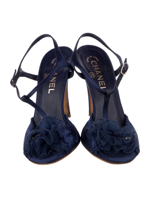 Chanel Interlocking CC Logo Satin T-Strap Sandals