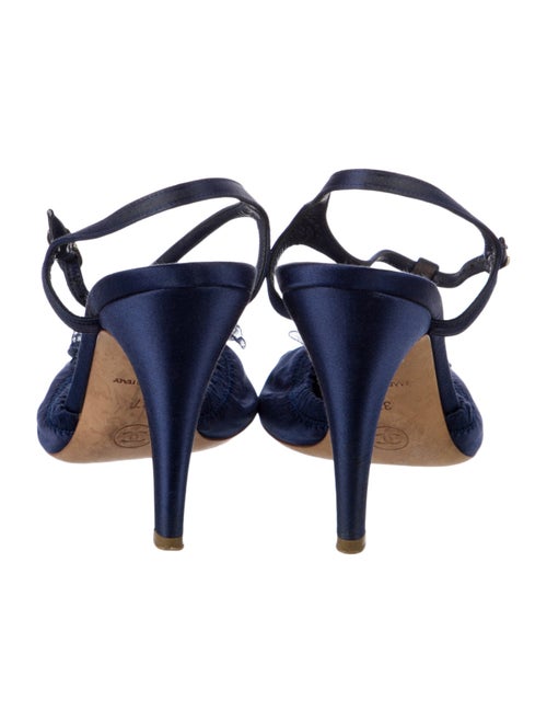 Chanel Interlocking CC Logo Satin T-Strap Sandals