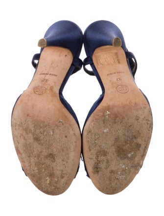 Chanel Interlocking CC Logo Satin T-Strap Sandals