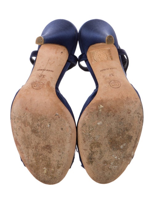 Chanel Interlocking CC Logo Satin T-Strap Sandals