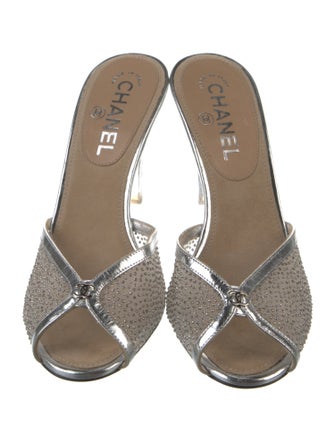 Chanel Interlocking CC Logo Mesh Slides