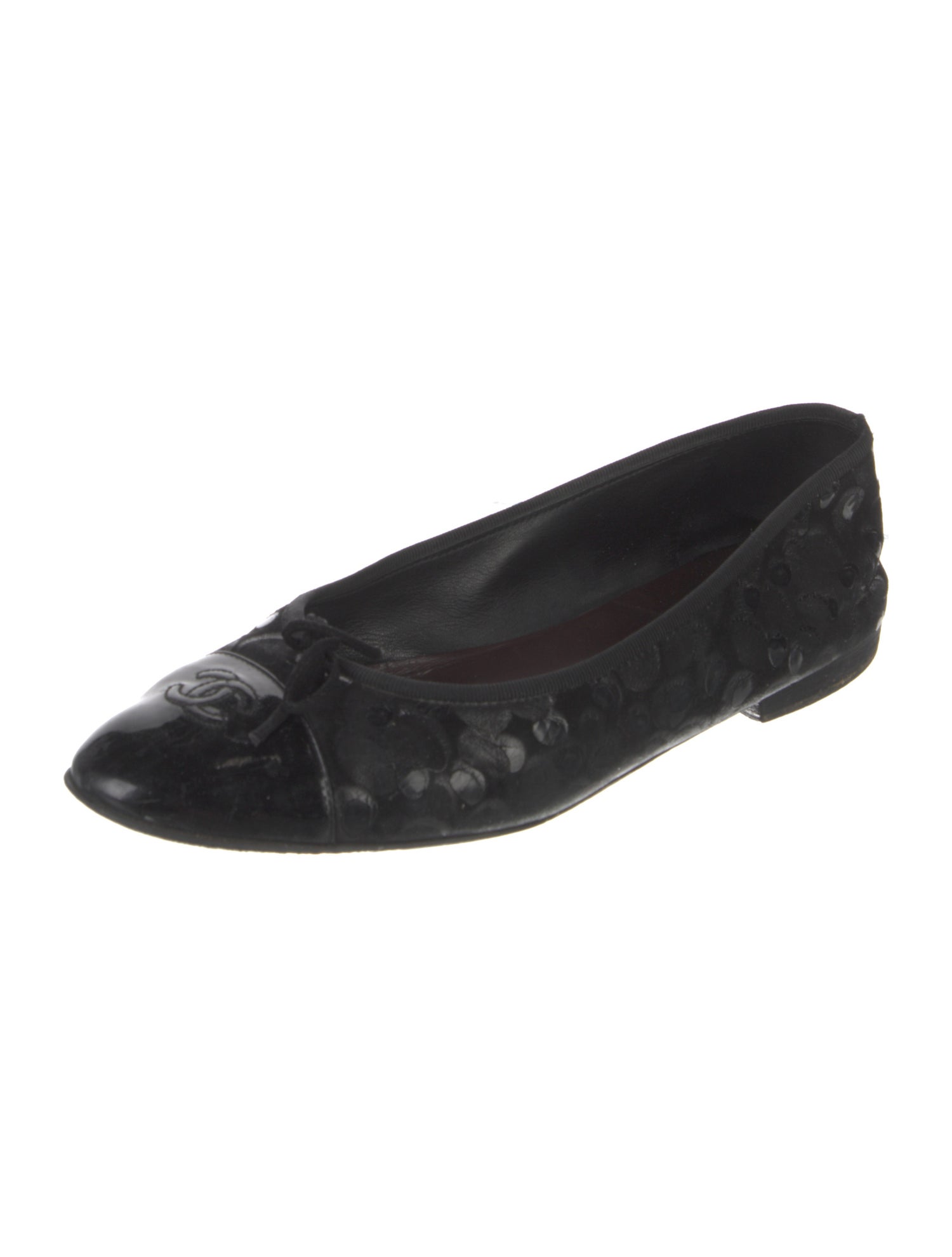 Chanel Interlocking CC Logo Suede Ballet Flats
