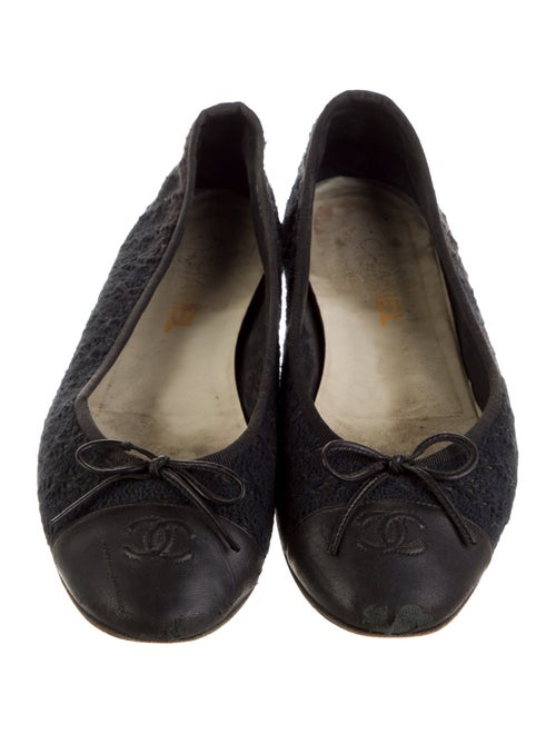 Chanel Interlocking CC Logo Tweed Ballet Flats