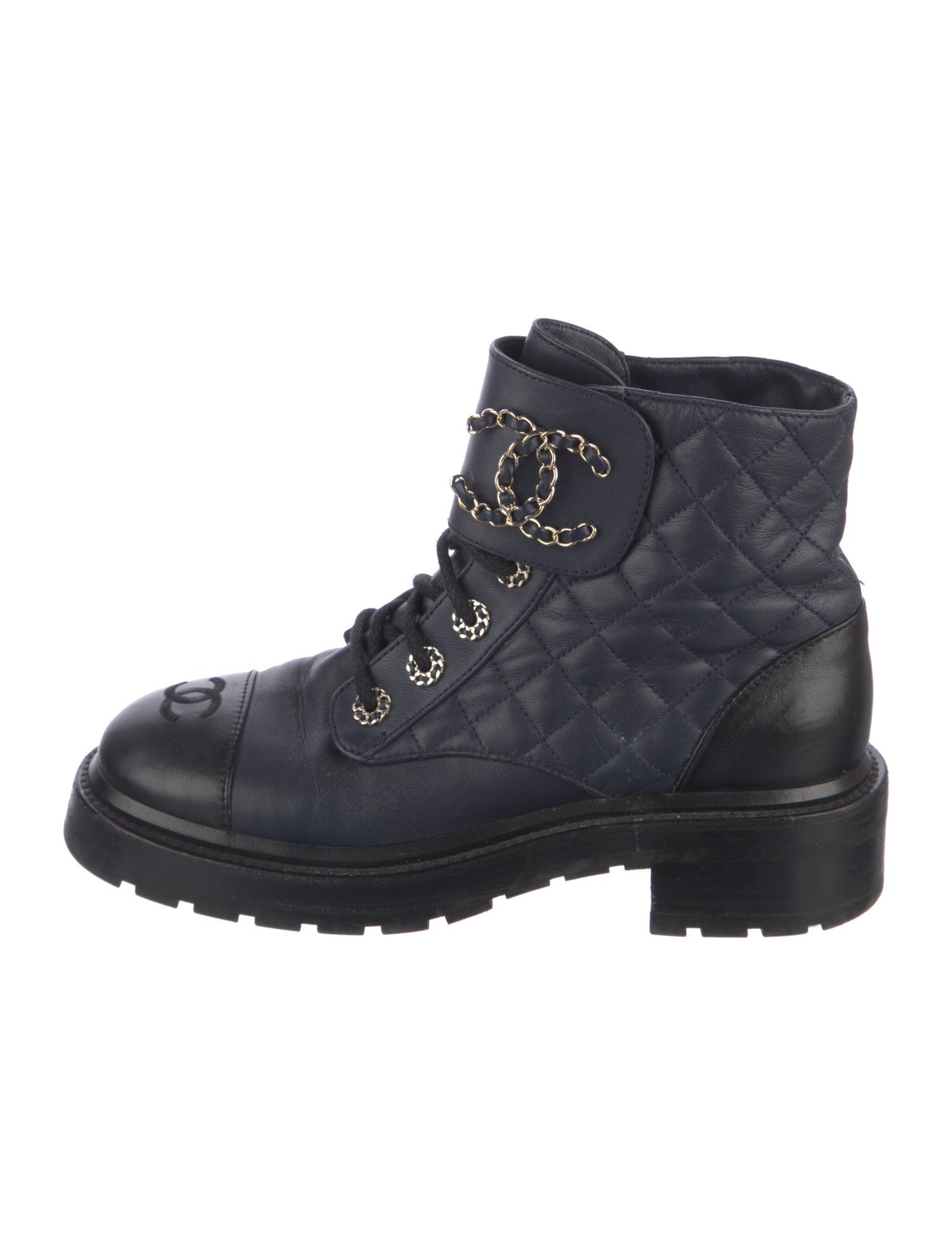 Chanel 2021 Interlocking CC Logo Combat Boots