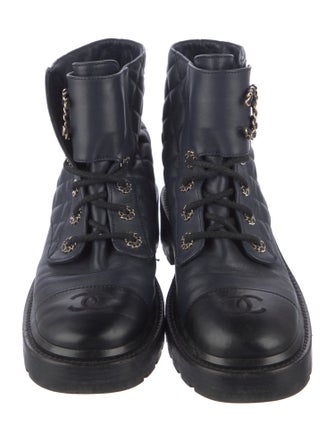 Chanel 2021 Interlocking CC Logo Combat Boots