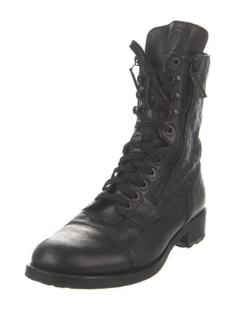 Chanel Interlocking CC Logo Leather Combat Boots