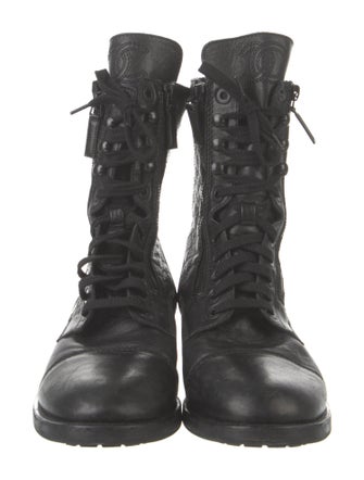 Chanel Interlocking CC Logo Leather Combat Boots