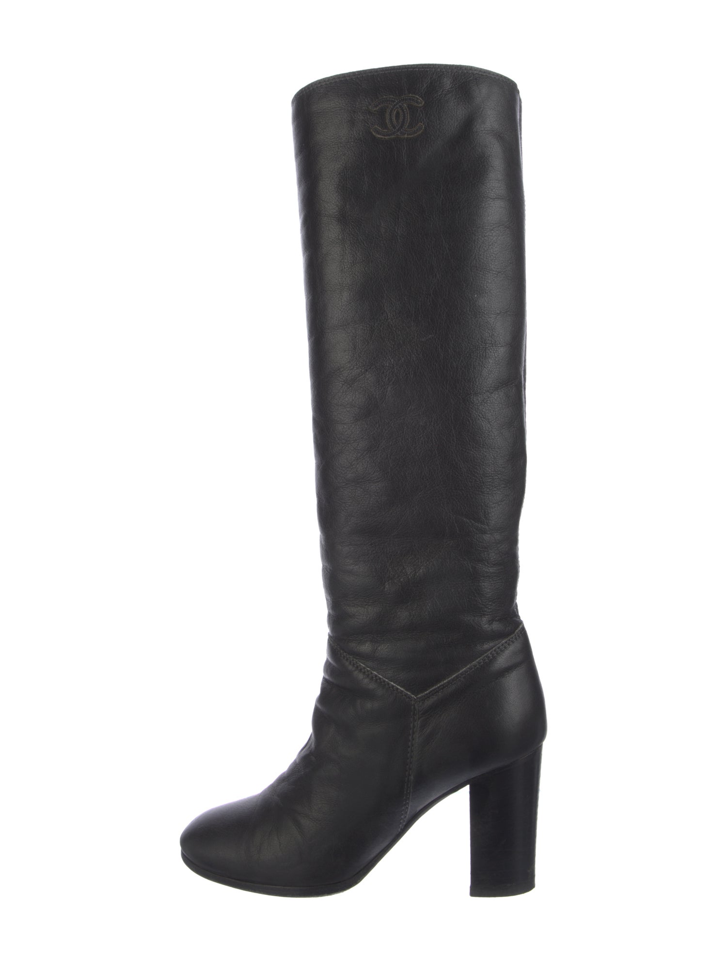 Chanel Interlocking CC Logo Calfskin Boots