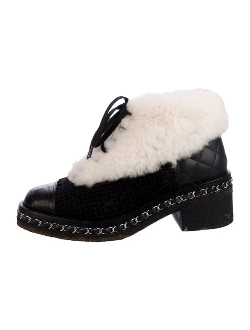 Chanel 2016 Interlocking CC Logo Lace-Up Boots