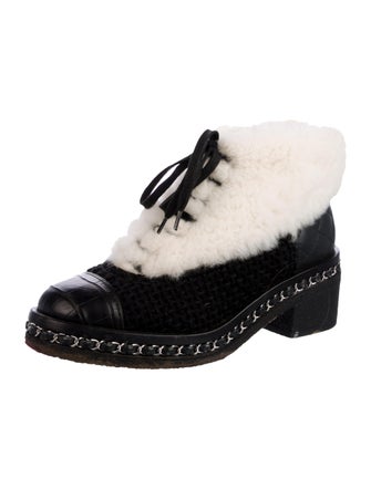 Chanel 2016 Interlocking CC Logo Lace-Up Boots