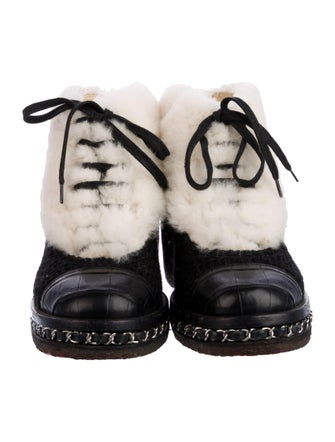Chanel 2016 Interlocking CC Logo Lace-Up Boots