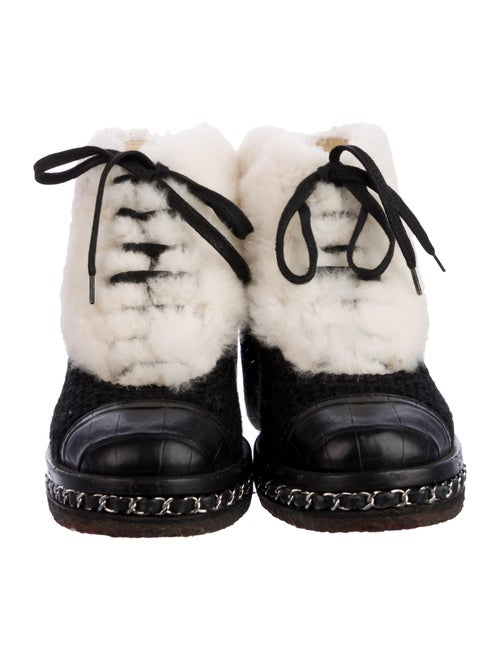 Chanel 2016 Interlocking CC Logo Lace-Up Boots