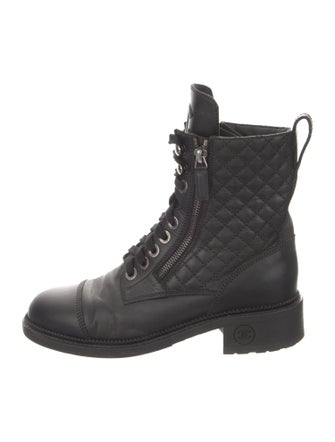 Chanel Interlocking CC Logo Leather Combat Boots
