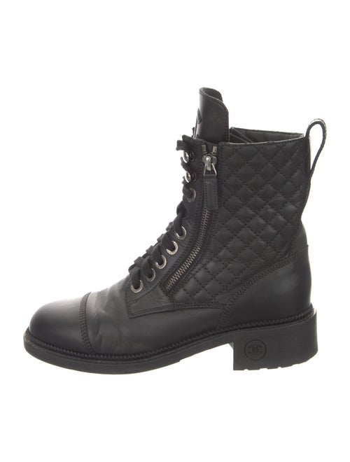 Chanel Interlocking CC Logo Leather Combat Boots