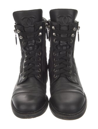 Chanel Interlocking CC Logo Leather Combat Boots