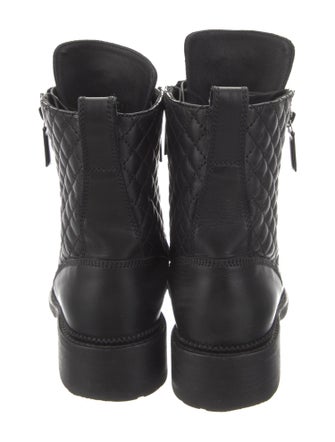 Chanel Interlocking CC Logo Leather Combat Boots